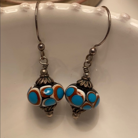 beautiful blue dangle earrings - Picture 2 of 5